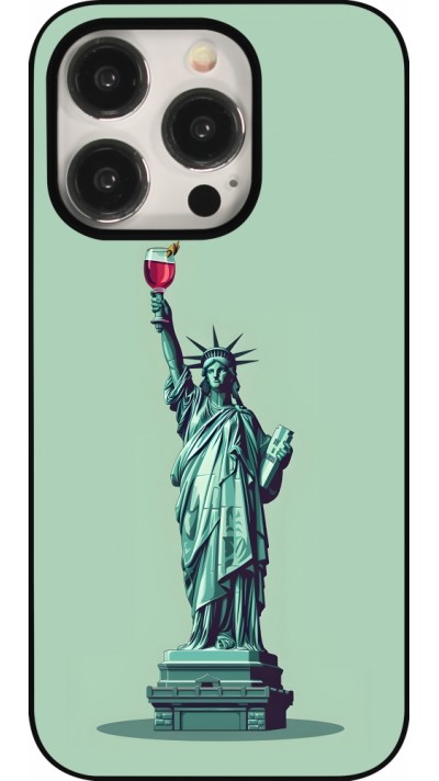 Coque iPhone 16 Pro - Wine Statue de la liberté avec un verre de vin