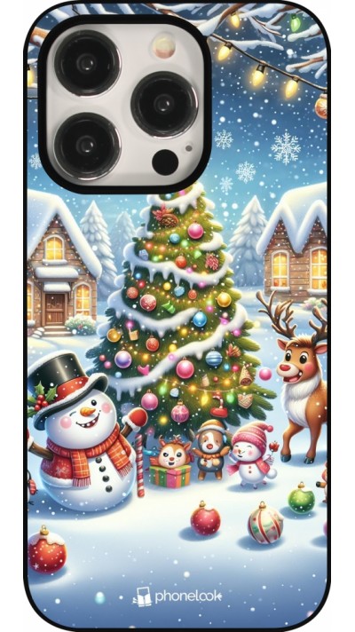 iPhone 16 Pro Case Hülle - Weihnachten 2023 Schneemann und Tannenbaum