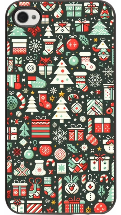 iPhone 4/4s Case Hülle - Weihnachten 2023 Flachmuster