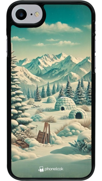 iPhone 7 / 8 / SE (2020, 2022) Case Hülle - Vintage Schneebedeckter Berg Iglu