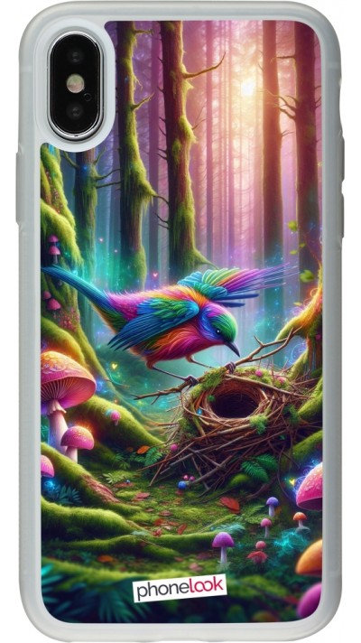 iPhone X / Xs Case Hülle - Silikon transparent Vogel Nest Wald