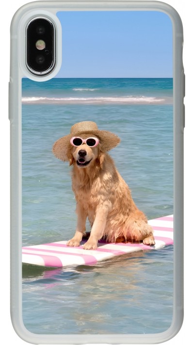 iPhone X / Xs Case Hülle - Silikon transparent Summer Dog on Paddle