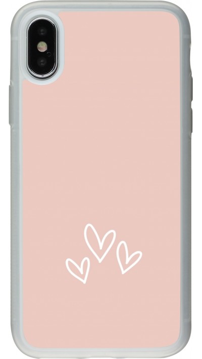 iPhone X / Xs Case Hülle - Silikon transparent Valentine 2023 three minimalist hearts