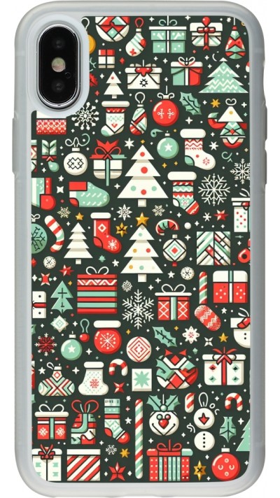 iPhone X / Xs Case Hülle - Silikon transparent Weihnachten 2023 Flachmuster