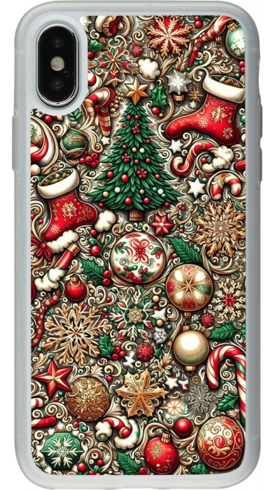 iPhone X / Xs Case Hülle - Silikon transparent Weihnachten 2023 Mikromuster