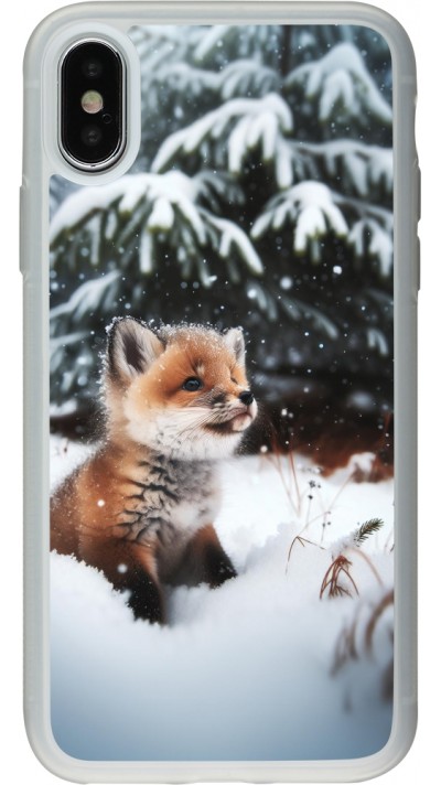 iPhone X / Xs Case Hülle - Silikon transparent Weihnachten 2023 Fuechslein Tanne