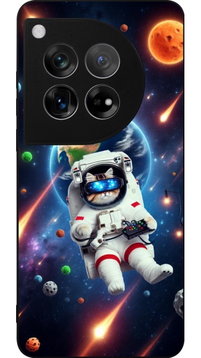 OnePlus 12 Case Hülle - Silikon schwarz VR SpaceCat Odyssee