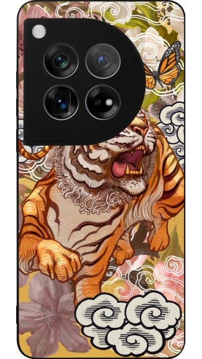 Coque OnePlus 12 - Silicone rigide noir Spring 23 japanese tiger