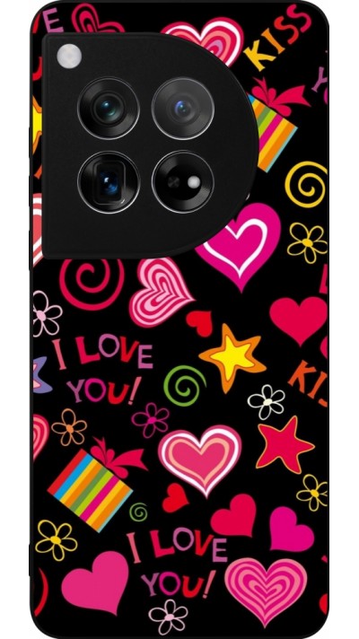 OnePlus 12 Case Hülle - Silikon schwarz Valentine 2023 love symbols