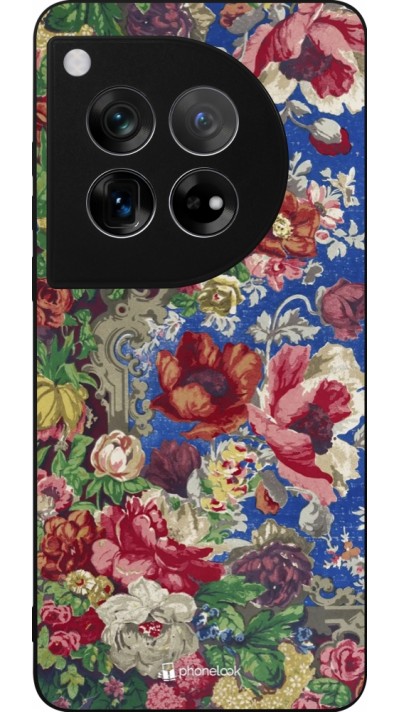 OnePlus 12 Case Hülle - Silikon schwarz Vintage Art Flowers