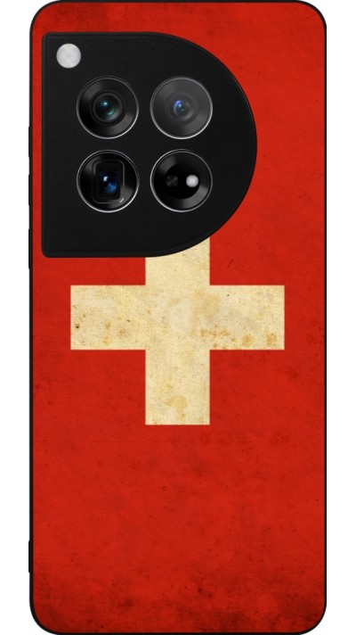 OnePlus 12 Case Hülle - Silikon schwarz Vintage Flag SWISS