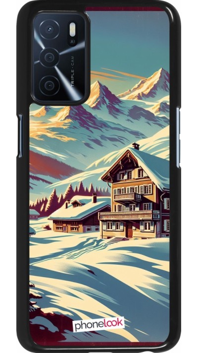 OPPO A16s Case Hülle - Chalet Berg verschneit