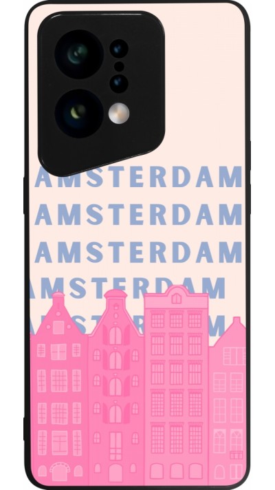 OPPO Find X5 Case Hülle - Silikon schwarz Amsterdam Pink Print