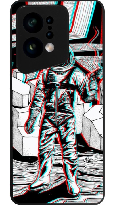 OPPO Find X5 Case Hülle - Silikon schwarz Anaglyph Astronaut