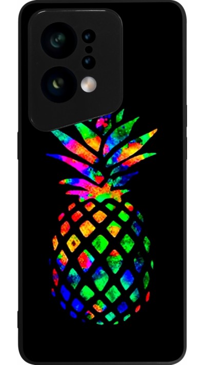 OPPO Find X5 Case Hülle - Silikon schwarz Ananas Multi-colors