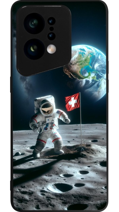 OPPO Find X5 Case Hülle - Silikon schwarz Astro Schweiz auf dem Mond