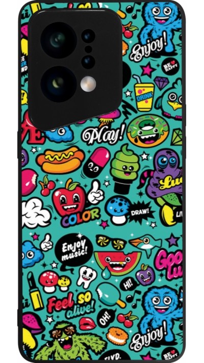 OPPO Find X5 Case Hülle - Silikon schwarz Cartoons old school