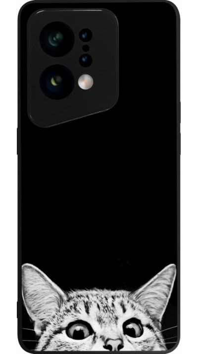 OPPO Find X5 Case Hülle - Silikon schwarz Cat Looking Up Black