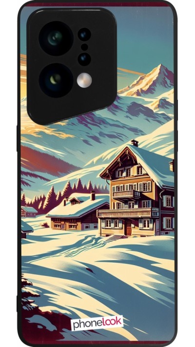 OPPO Find X5 Case Hülle - Silikon schwarz Chalet Berg verschneit