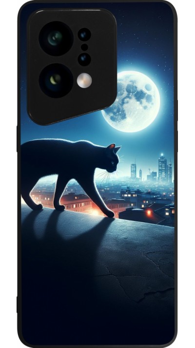 OPPO Find X5 Case Hülle - Silikon schwarz Schwarze Katze unter dem Vollmond