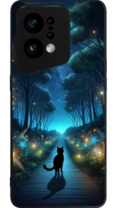 OPPO Find X5 Case Hülle - Silikon schwarz Schwarze Katze Spaziergang