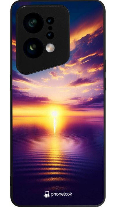 OPPO Find X5 Case Hülle - Silikon schwarz Sonnenuntergang gelb violett