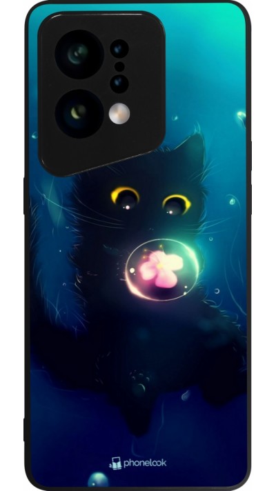 OPPO Find X5 Case Hülle - Silikon schwarz Cute Cat Bubble