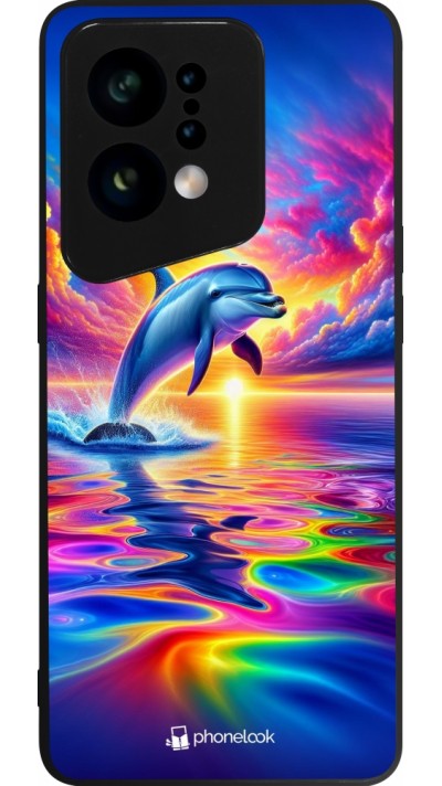 OPPO Find X5 Case Hülle - Silikon schwarz Glücklicher Regenbogen-Delfin