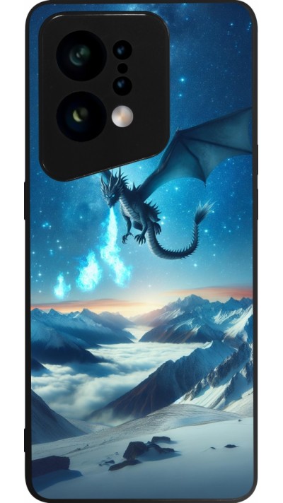 OPPO Find X5 Case Hülle - Silikon schwarz Drache nächtliche Berg