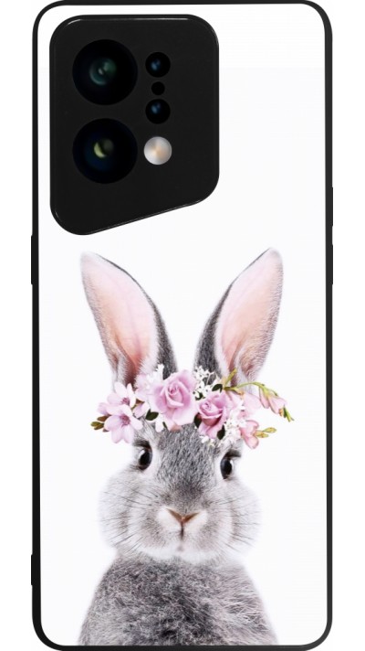 OPPO Find X5 Case Hülle - Silikon schwarz Easter 2023 flower bunny