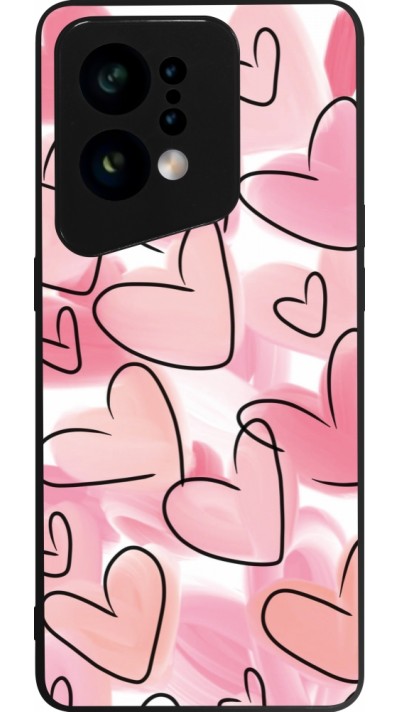 OPPO Find X5 Case Hülle - Silikon schwarz Easter 2023 pink hearts