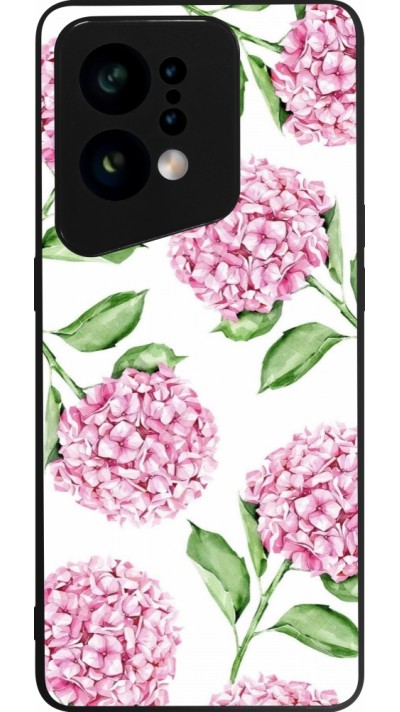 OPPO Find X5 Case Hülle - Silikon schwarz Easter 2024 pink flowers