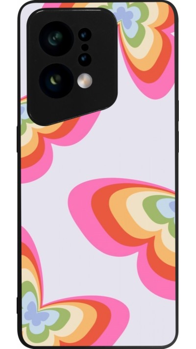 OPPO Find X5 Case Hülle - Silikon schwarz Easter 2024 rainbow butterflies