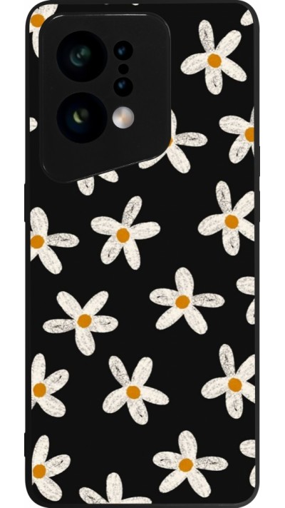 OPPO Find X5 Case Hülle - Silikon schwarz Easter 2024 white on black flower