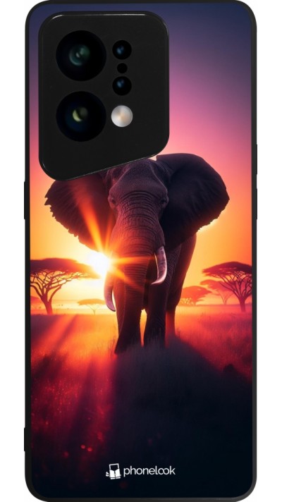 OPPO Find X5 Case Hülle - Silikon schwarz Elefant Sonnenaufgang Schönheit