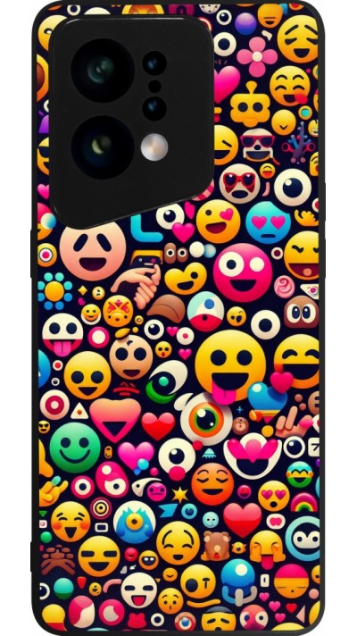 OPPO Find X5 Case Hülle - Silikon schwarz Emoji Mix Farbe