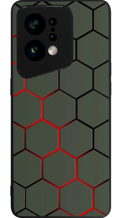 OPPO Find X5 Case Hülle - Silikon schwarz Geometric Line red