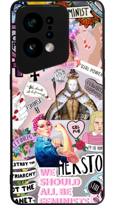 OPPO Find X5 Case Hülle - Silikon schwarz Girl Power Collage