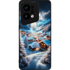 OPPO Find X5 Case Hülle - Silikon schwarz Berg Schnee Licht