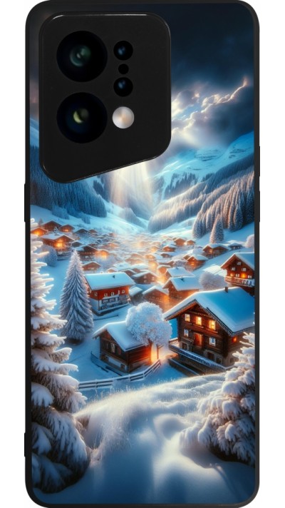 OPPO Find X5 Case Hülle - Silikon schwarz Berg Schnee Licht