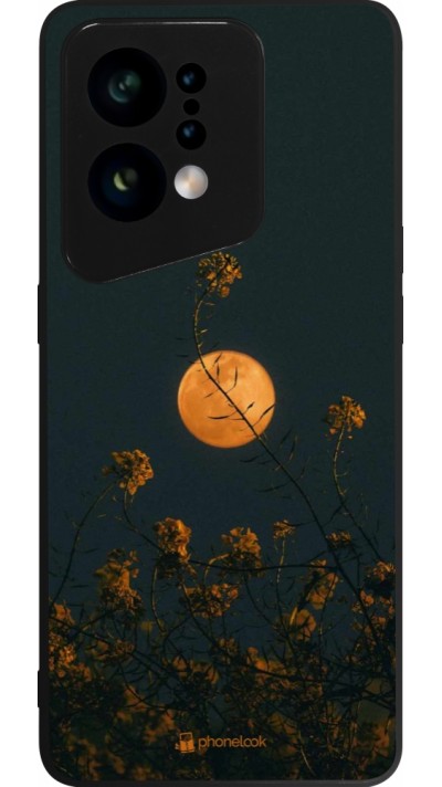 OPPO Find X5 Case Hülle - Silikon schwarz Moon Flowers