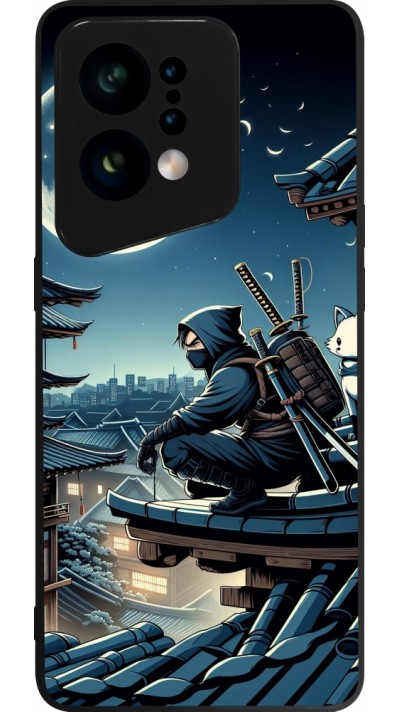 OPPO Find X5 Case Hülle - Silikon schwarz Ninja unter dem Mond