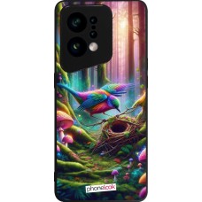 OPPO Find X5 Case Hülle - Silikon schwarz Vogel Nest Wald