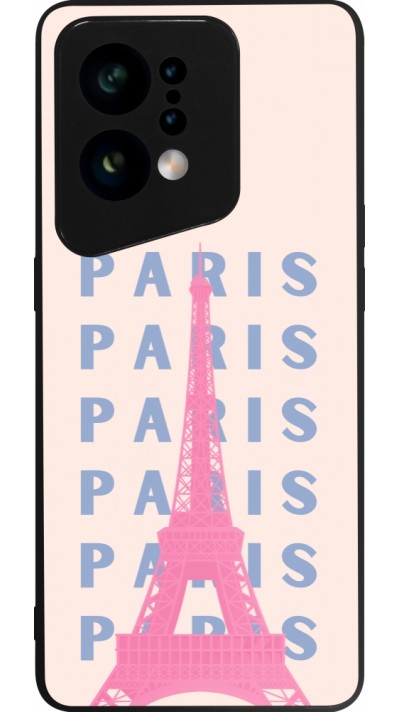 OPPO Find X5 Case Hülle - Silikon schwarz Paris Pink Print