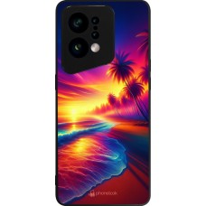 OPPO Find X5 Case Hülle - Silikon schwarz Strand Sonnenuntergang auffällig