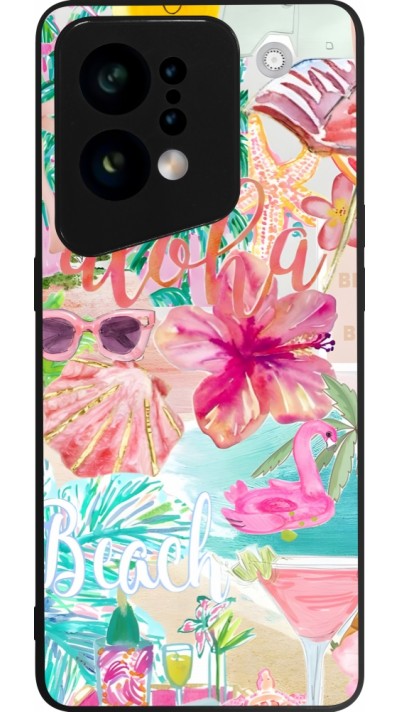 OPPO Find X5 Case Hülle - Silikon schwarz Preppy Collage Aloha