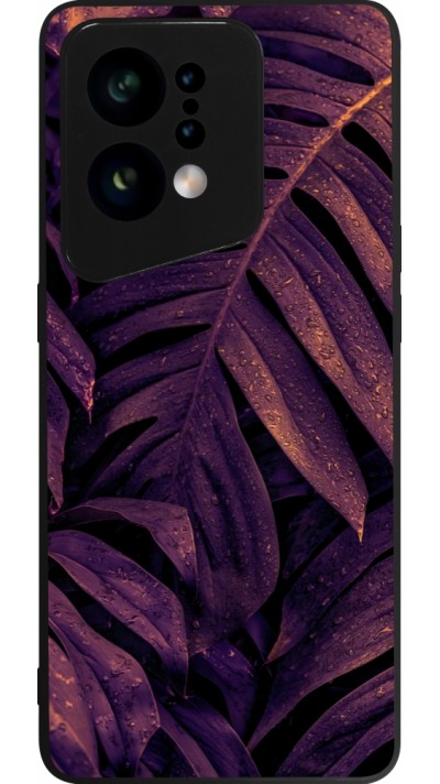 OPPO Find X5 Case Hülle - Silikon schwarz Purple Light Leaves