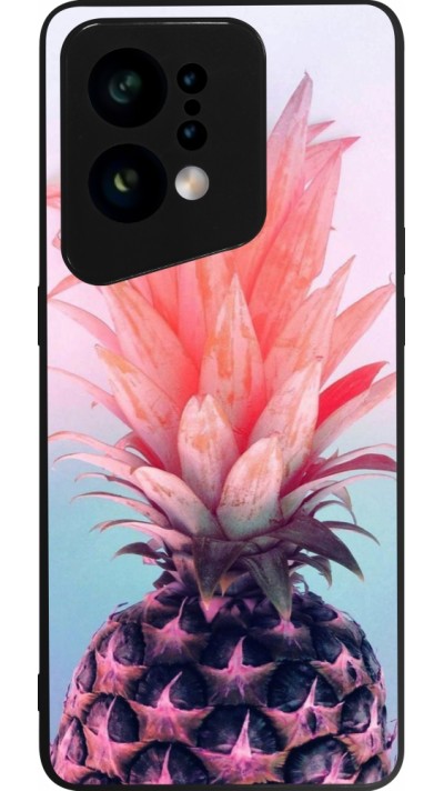 OPPO Find X5 Case Hülle - Silikon schwarz Purple Pink Pineapple