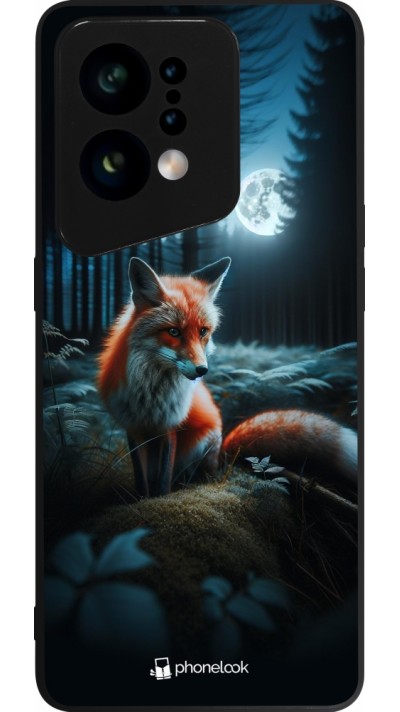 OPPO Find X5 Case Hülle - Silikon schwarz Fuchs Mond Wald