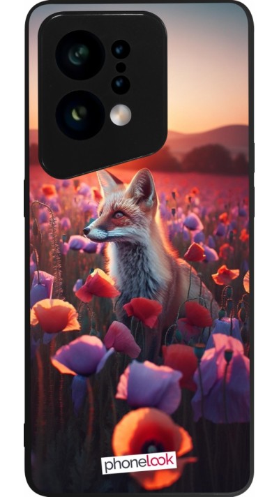 OPPO Find X5 Case Hülle - Silikon schwarz Purpurroter Fuchs bei Dammerung